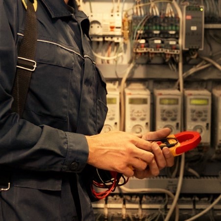 An electrician working